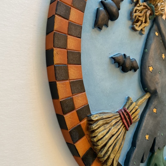 Halloween Debbie Mumm Broomhilda 3D Wall Plaque Halloween Witch 2001 12'' Rare - Picture 12 of 12